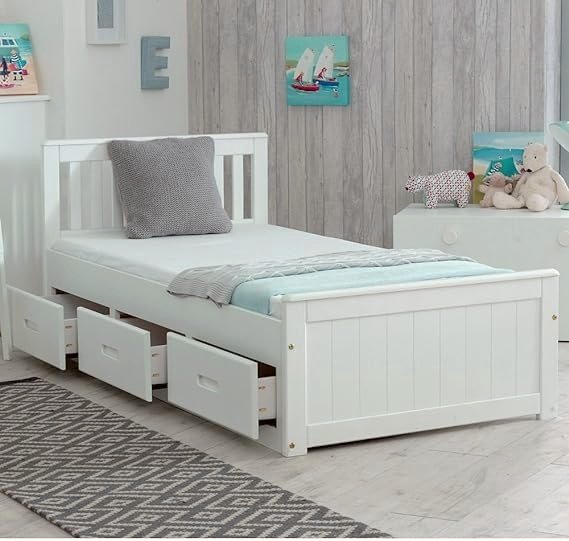 Mission White Wooden Storage Bed